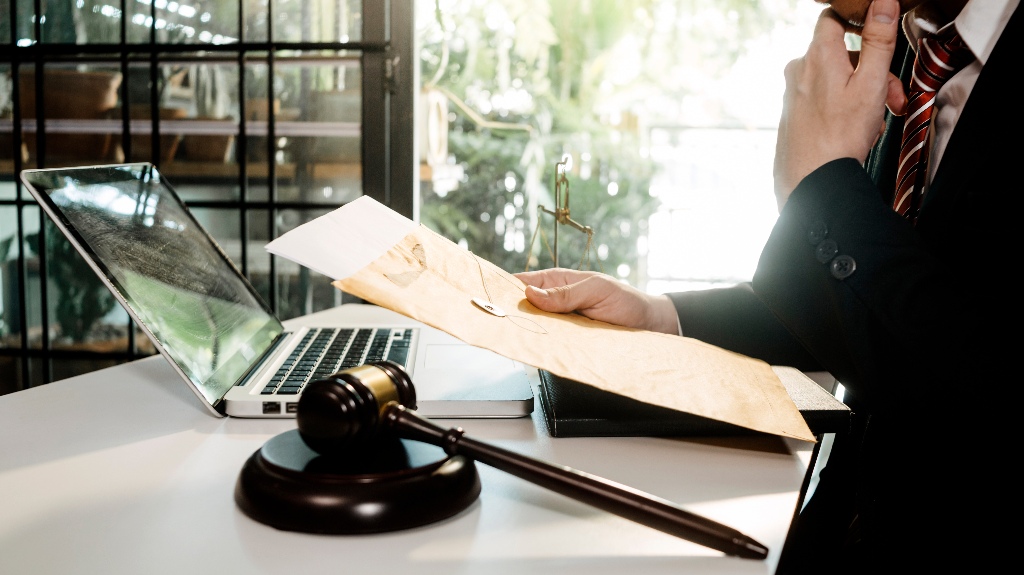 lawyer is reading documents